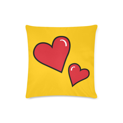 POP ART Style Two Hearts with Yellow Background Custom Zippered Pillow Case 16"x16"(Twin Sides)