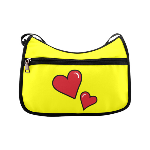 POP ART Style Two Hearts with Yellow Background Crossbody Bags (Model 1616)