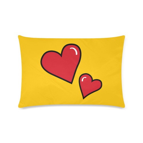 POP ART Style Two Hearts with Yellow Background Custom Zippered Pillow Case 16"x24"(Twin Sides)