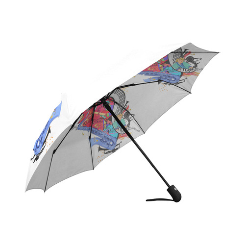 Colorful Music Piano Sax Guitar Print Auto-Foldable Umbrella (Model U04)