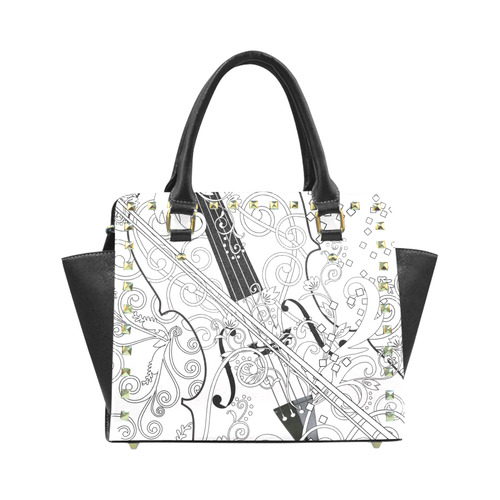 Violin Handbag Black and White Music Rivet Shoulder Handbag (Model 1645)