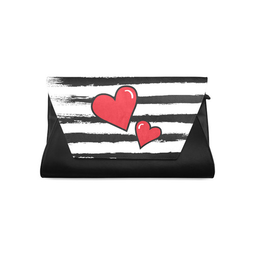 POP ART Style Two Hearts with Black  Brushstrokes Stribes Background Clutch Bag (Model 1630)