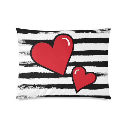 POP ART Style Two Hearts with Black  Brushstrokes Stribes Background Custom Picture Pillow Case 20"x26" (one side)