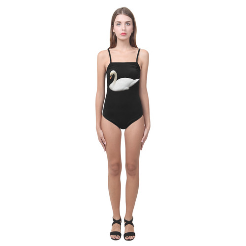 Swan, watercolor Strap Swimsuit ( Model S05)