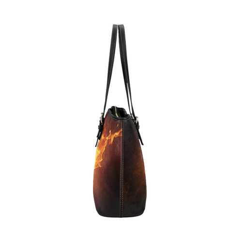 SPORT Football Soccer, Ball under Fire Leather Tote Bag/Large (Model 1651)