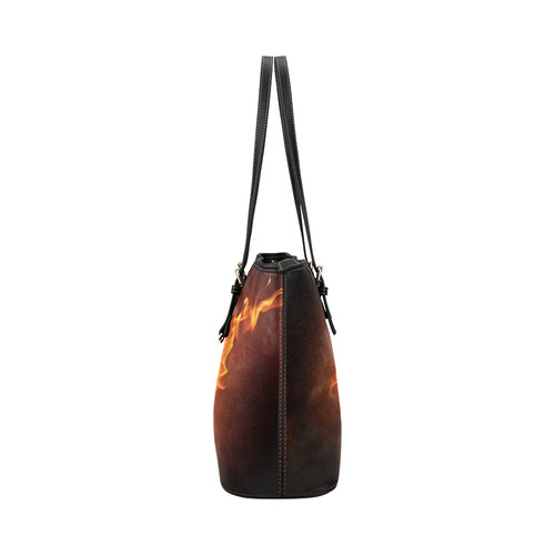 SPORT Football Soccer, Ball under Fire Leather Tote Bag/Large (Model 1651)