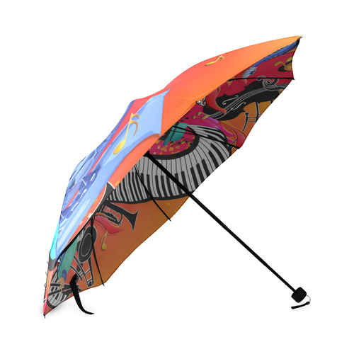 I Love Smooth Jazz UmbrellaColorful Music Piano Sax Art Print by Juleez Foldable Umbrella (Model U01)