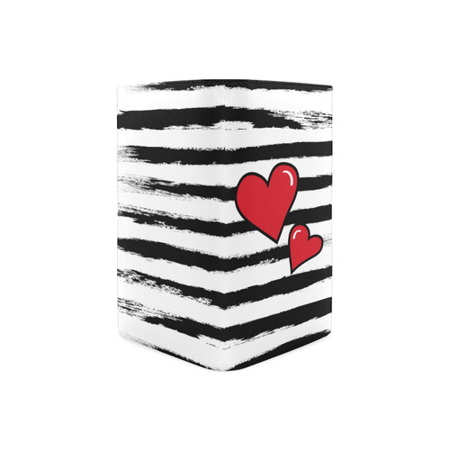 POP ART Style Two Hearts with Black  Brushstrokes Stribes Background Women's Leather Wallet (Model 1611)