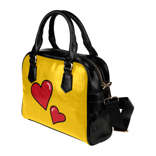 POP ART Style Two Hearts with Yellow Background Shoulder Handbag (Model 1634)
