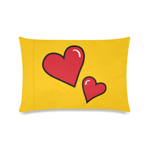 POP ART Style Two Hearts with Yellow Background Custom Zippered Pillow Case 16"x24"(Twin Sides)