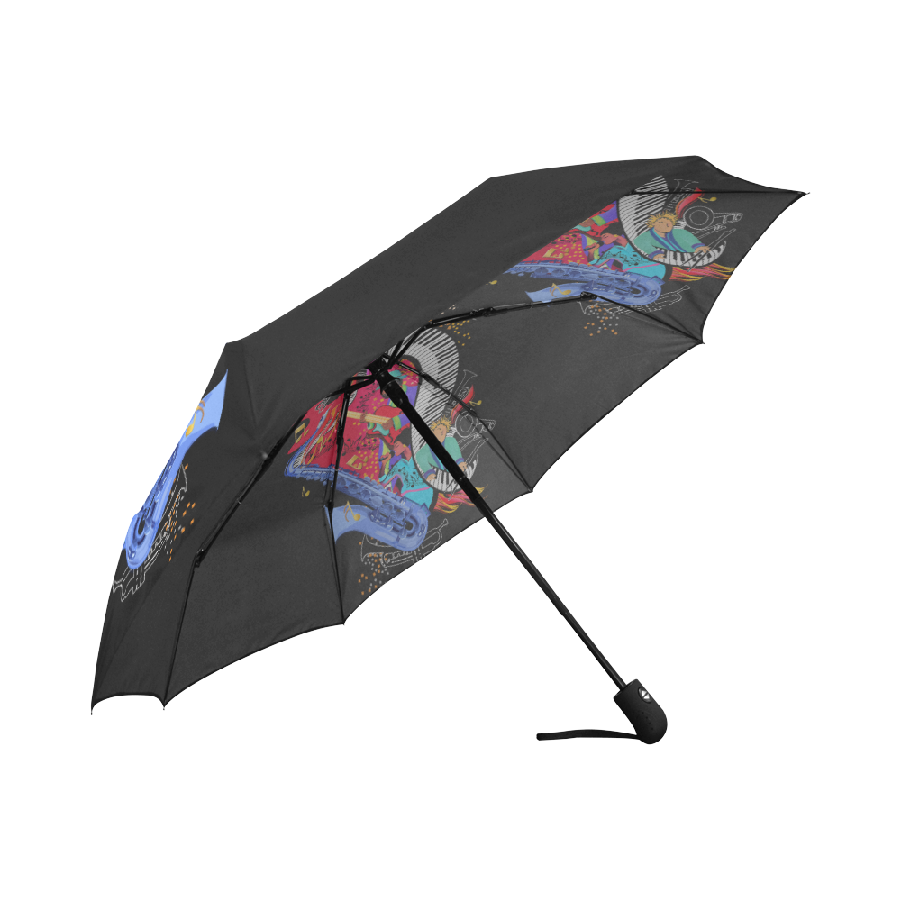 Colorful Music I Love Jazz Umbrella by Juleez AutoFoldable Umbrella