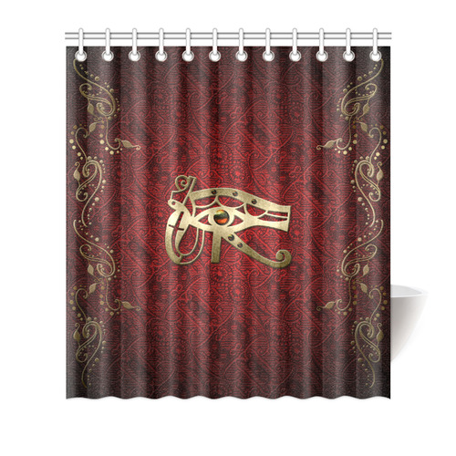 The all seeing eye in gold and red Shower Curtain 66"x72"