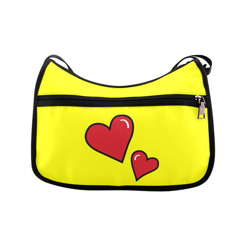 POP ART Style Two Hearts with Yellow Background Crossbody Bags (Model 1616)