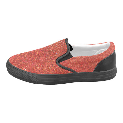 Sparkles Red Glitter Women's Unusual Slip-on Canvas Shoes (Model 019)