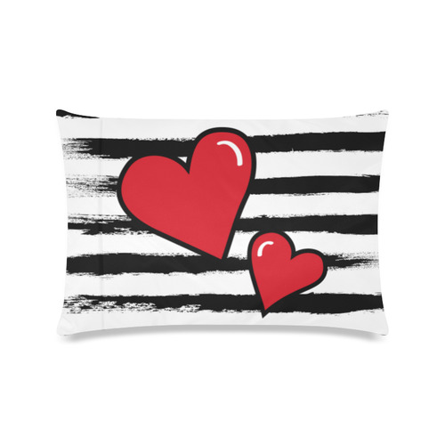 POP ART Style Two Hearts with Black  Brushstrokes Stribes Background Custom Zippered Pillow Case 16"x24"(Twin Sides)