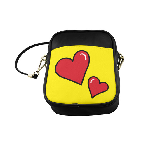 POP ART Style Two Hearts with Yellow Background Sling Bag (Model 1627)