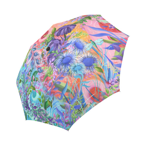 Garden Flowers Colorful Happy Art Auto-Foldable Umbrella (Model U04)