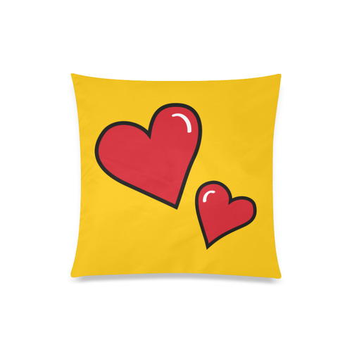 POP ART Style Two Hearts with Yellow Background Custom Zippered Pillow Case 20"x20"(Twin Sides)