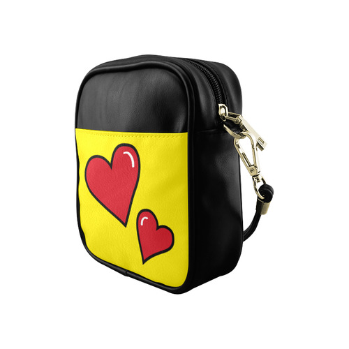 POP ART Style Two Hearts with Yellow Background Sling Bag (Model 1627)