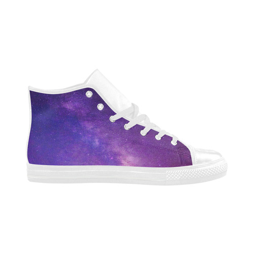 Purple Blue Starry Night Sky Aquila High Top Microfiber Leather Women's Shoes (Model 032)