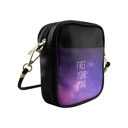 "Free Your Mind" Quote Purple Blue Night Sky Sling Bag (Model 1627)