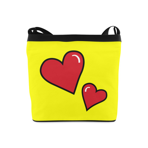 POP ART Style Two Hearts with Yellow Background Crossbody Bags (Model 1613)