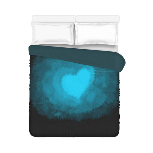 Blue Fluffy Heart Duvet Cover 86"x70" ( All-over-print)