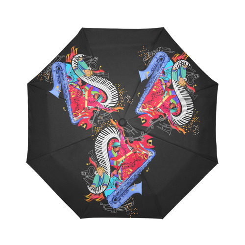 Colorful Music I Love Jazz Umbrella by Juleez Auto-Foldable Umbrella (Model U04)