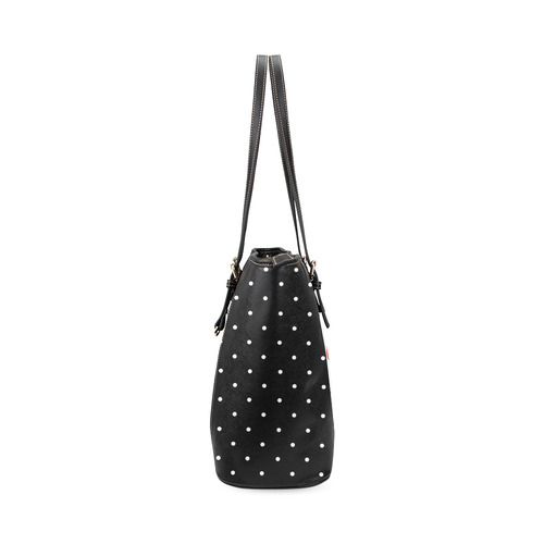 Poppies and polka dots Leather Tote Bag/Small (Model 1640)