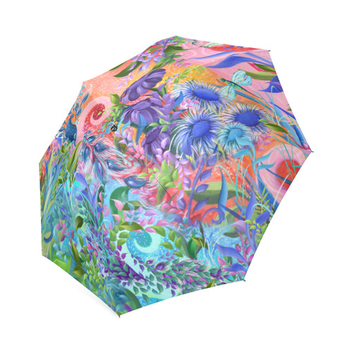 Garden Flowers Colorful Art Umbrella By Juleez Foldable Umbrella (Model U01)