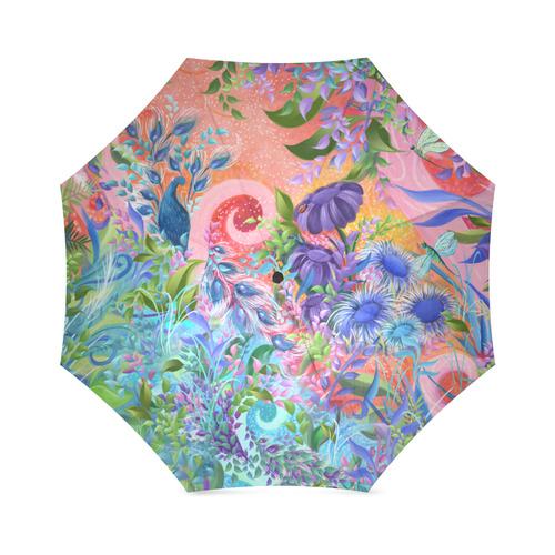 Garden Flowers Colorful Art Umbrella By Juleez Foldable Umbrella (Model U01)