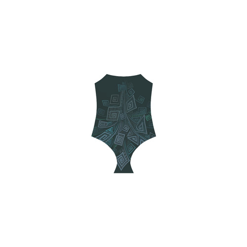 3D Psychedelic Abstract Square Spirals Explosion Strap Swimsuit ( Model S05)