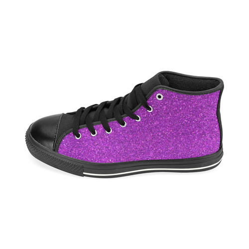 Sparkles Purple Glitter High Top Canvas Women's Shoes/Large Size (Model 017)