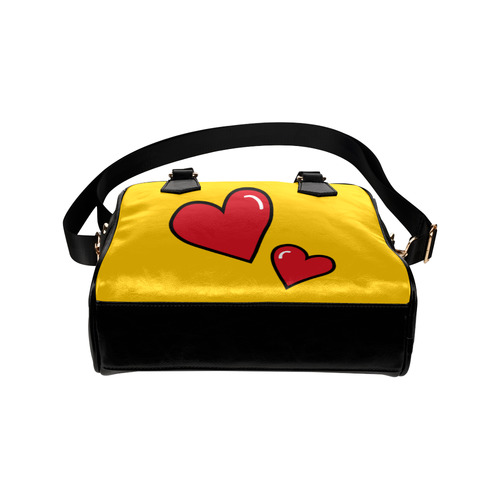 POP ART Style Two Hearts with Yellow Background Shoulder Handbag (Model 1634)