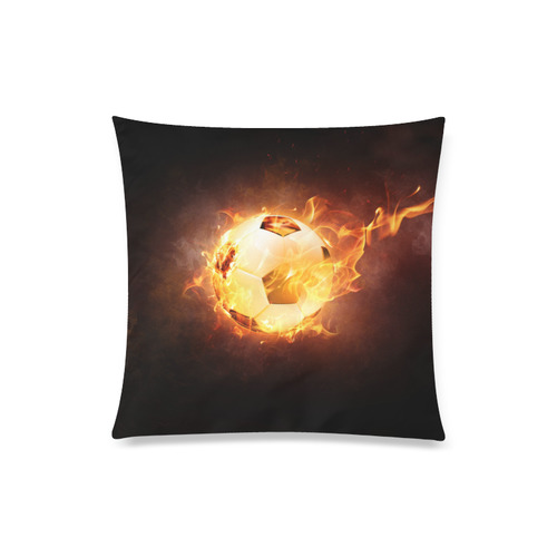 SPORT Football Soccer, Ball under Fire Custom Zippered Pillow Case 20"x20"(Twin Sides)