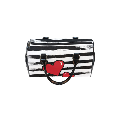 POP ART Style Two Hearts with Orange Brushstrokes Stribes Background Boston Handbag (Model 1621)