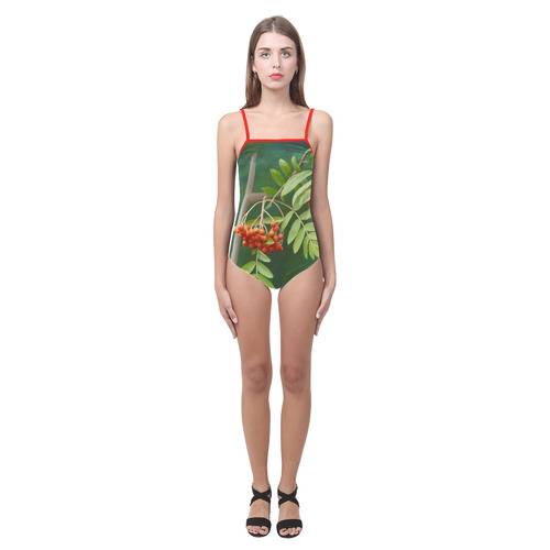 Watercolor Rowan tree - Sorbus aucuparia Strap Swimsuit ( Model S05)