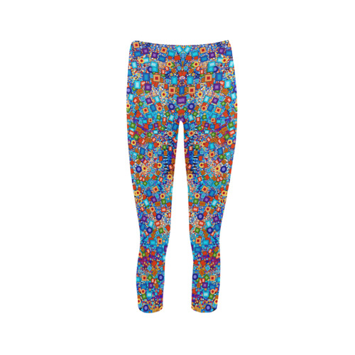 Colorful Shapes Art Print Carnival Capri Legging (Model L02)