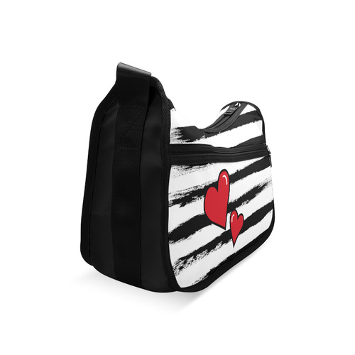 POP ART Style Two Hearts with Black  Brushstrokes Stribes Background Crossbody Bags (Model 1616)