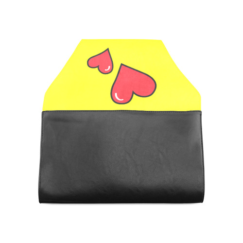 POP ART Style Two Hearts with Yellow Background Clutch Bag (Model 1630)