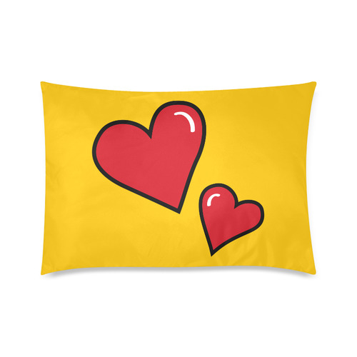 POP ART Style Two Hearts with Yellow Background Custom Zippered Pillow Case 20"x30"(Twin Sides)