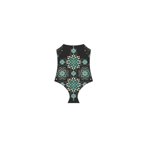 Green on black, seamless pattern with atmosphere Strap Swimsuit ( Model S05)