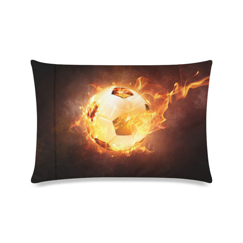 SPORT Football Soccer, Ball under Fire Custom Zippered Pillow Case 16"x24"(Twin Sides)