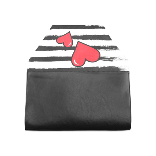 POP ART Style Two Hearts with Black  Brushstrokes Stribes Background Clutch Bag (Model 1630)