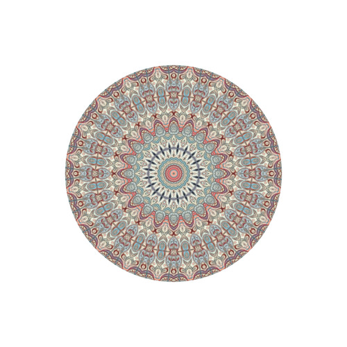 Oriental Watercolor Mandala Soft Blue Red Round Mousepad