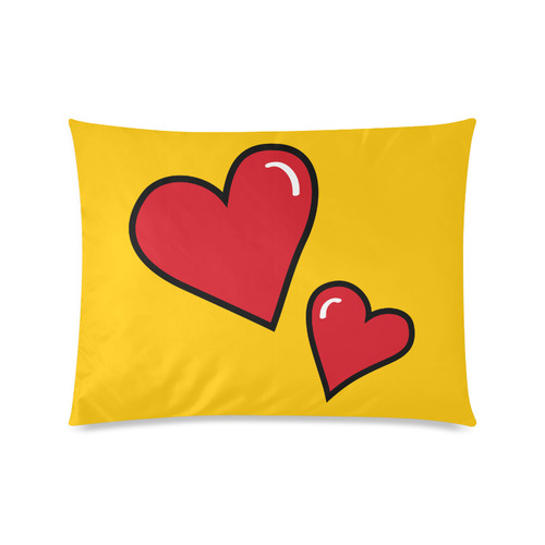 POP ART Style Two Hearts with Yellow Background Custom Zippered Pillow Case 20"x26"(Twin Sides)