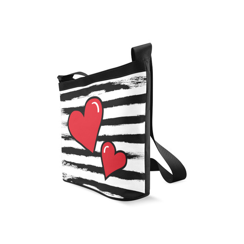 POP ART Style Two Hearts with Black  Brushstrokes Stribes Background Crossbody Bags (Model 1613)