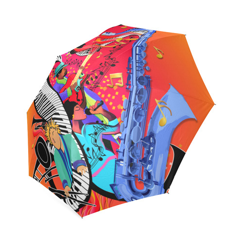 I Love Smooth Jazz UmbrellaColorful Music Piano Sax Art Print by Juleez Foldable Umbrella (Model U01)