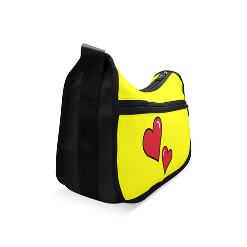 POP ART Style Two Hearts with Yellow Background Crossbody Bags (Model 1616)