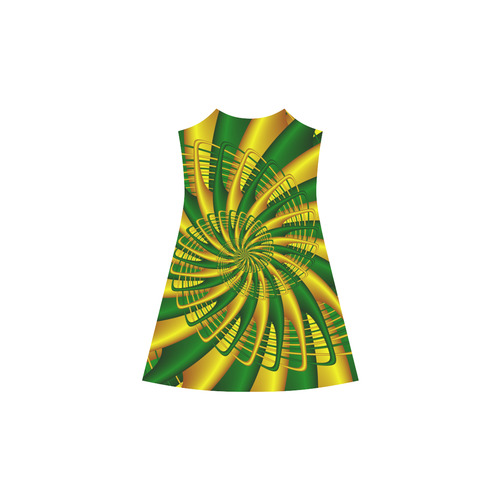 Gold Green Whirl Fractal Art Alcestis Slip Dress (Model D05)